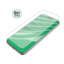 Tempered glass screen protector with glitter frame, laid flat for easy alignment