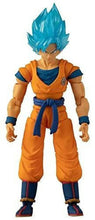Front view action figure with orange gi, blue undershirt, spiky cyan hair