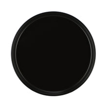 Black stoneware dinner plate, glossy finish with raised rim