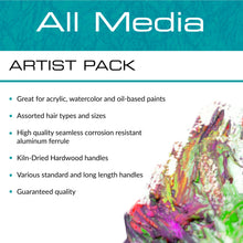 All Media artist pack label with brush illustration and product details