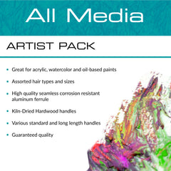 Royal & Langnickel Assorted Shapes All Media Taklon Art Brushes 50 Pieces