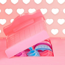 Pink slide roof detail with steps and pool edge