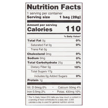 Freeze-dried strawberry crisps Nutrition Facts label, 110 calories per serving