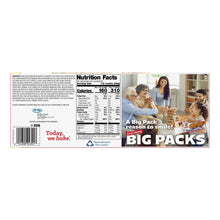 Nutrition Facts panel on cookie box back with servings and calorie details