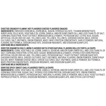 Ingredients list text for flavored crunchy snacks on a label