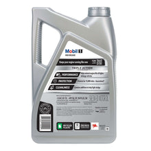 Mobil 1 High Mileage full synthetic motor oil bottle back label, 5W-30