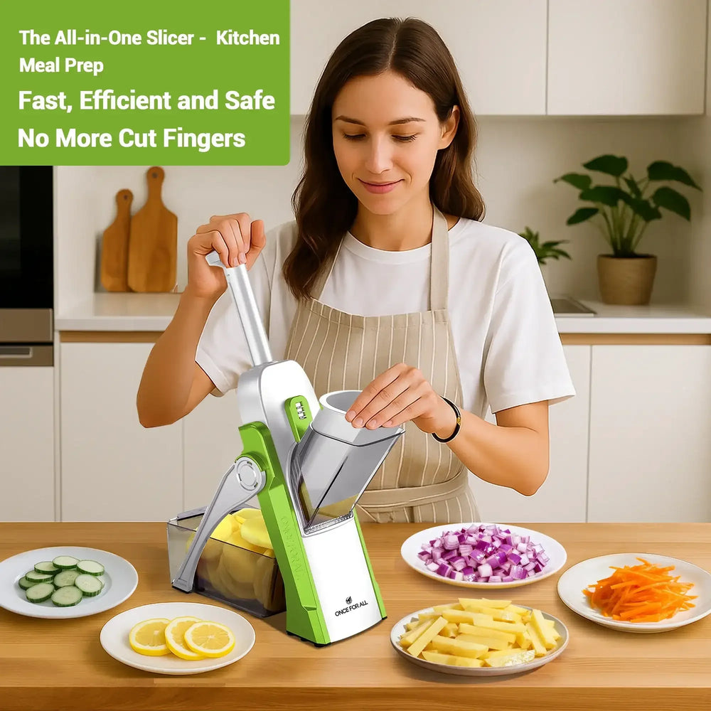 Mandoline Slicer for Vegetables Fruits, Adjustable Thickness Stainless Steel Food Cutter & Chopper, Safe and Quick Meal Preparation - USA MEGA SHOP