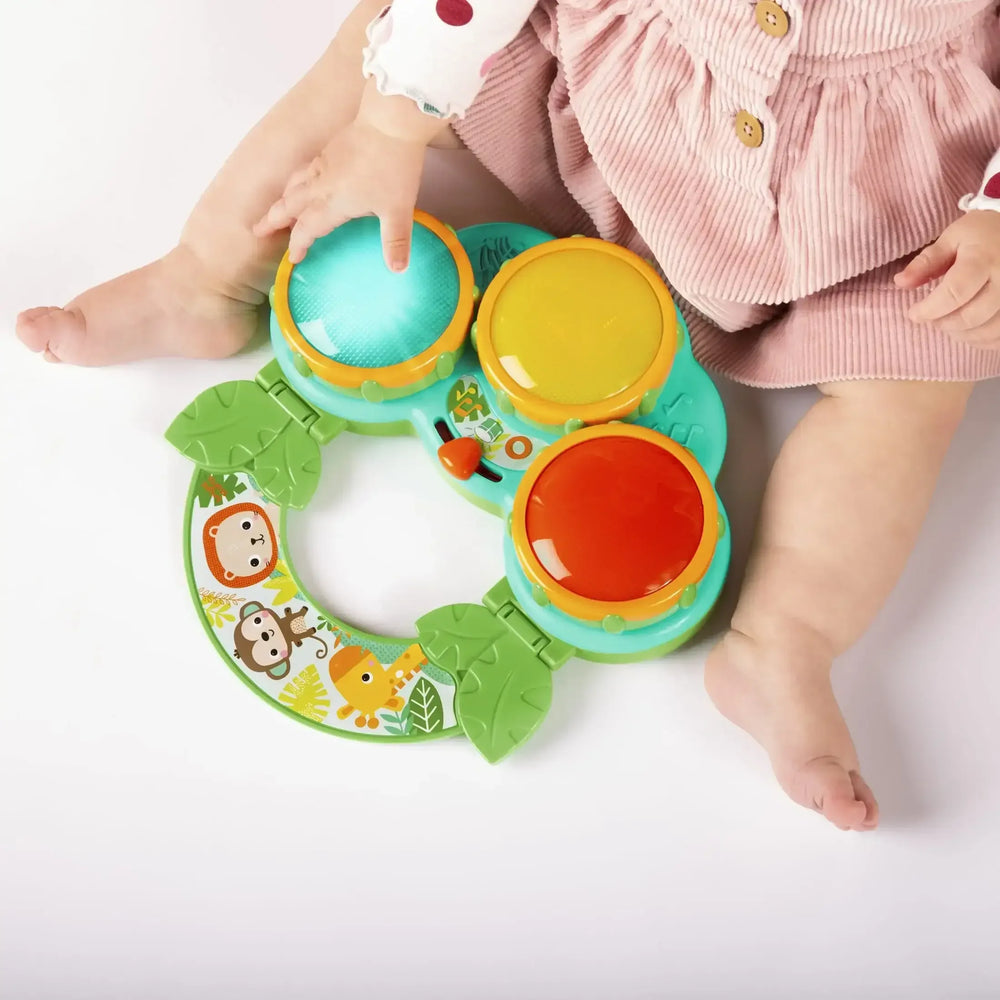 Bright Starts Safari Beats Musical Drum Toy with Lights, Ages 3 Months +, Infant and Toddler, Unisex - USA MEGA SHOP