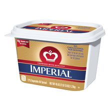 Imperial vegetable oil spread tub, 45 oz plastic container with red logo