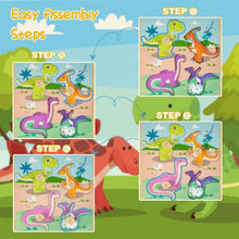 Wooden peg puzzle set with 4 illustrated boards shown with step-by-step assembly