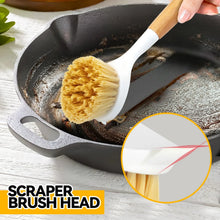 Dish brush with yellow scrubbing bristle head and bamboo handle