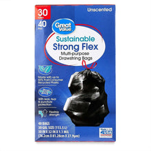 Multi-purpose drawstring bags package front, unscented, 30-gallon Strong Flex