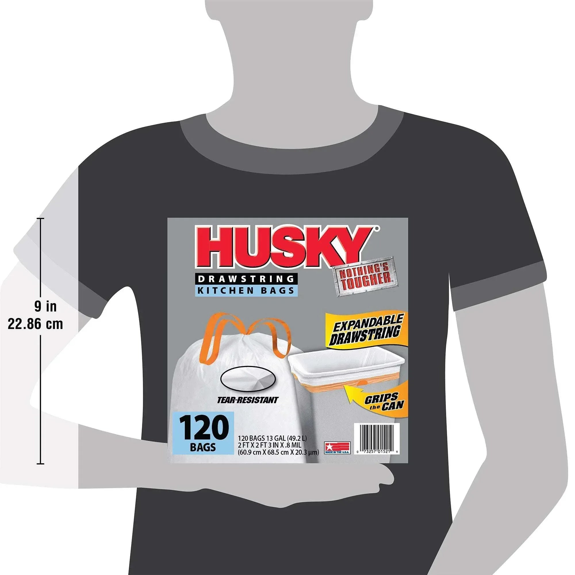 Husky 13 Gallon Tall Kitchen Drawstring Bags, 120 Bags