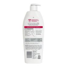Ultra healing intensive lotion bottle back view with pump, white.