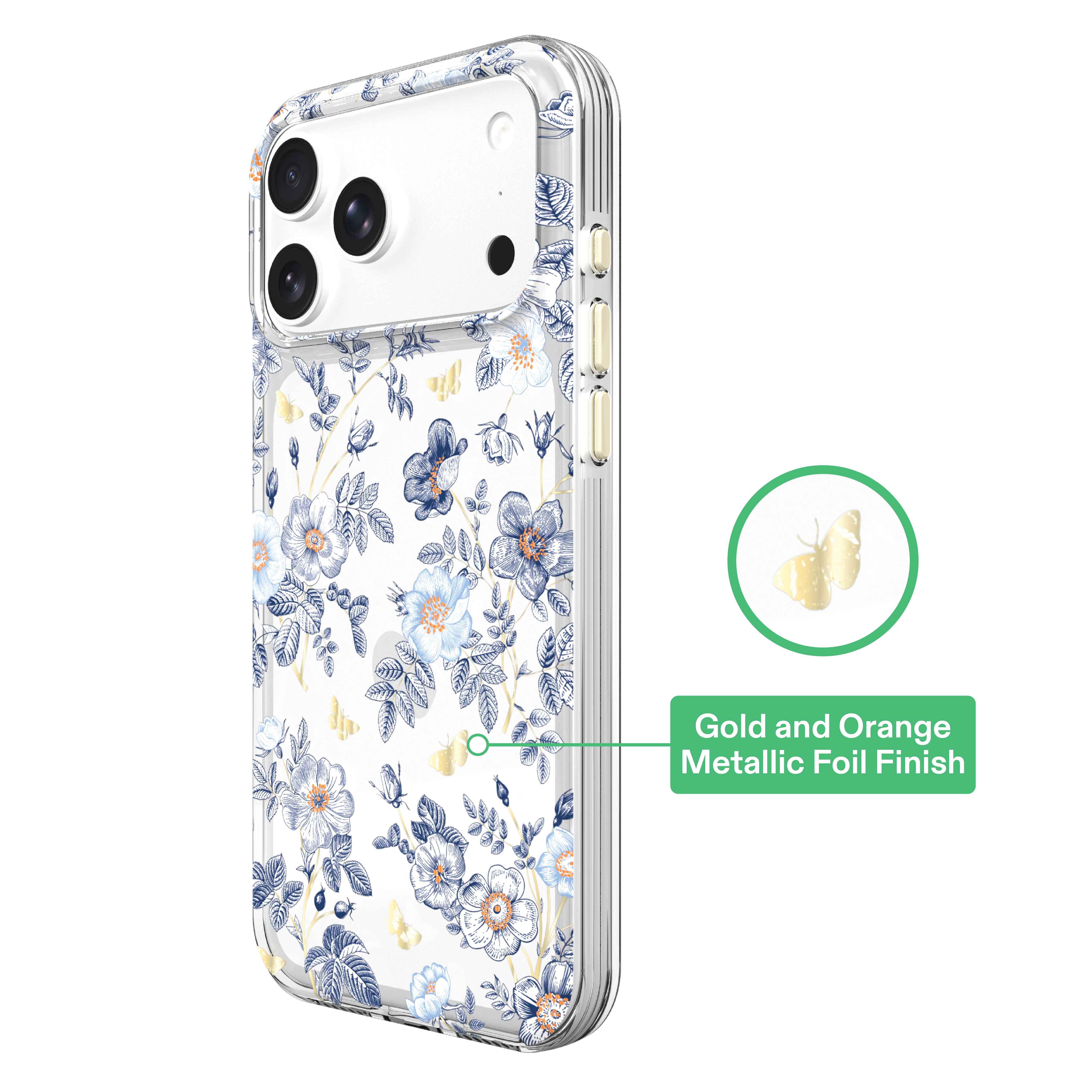 onn Blue Toile Phone Case for iPhone 17 Pro Max