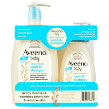 Aveeno baby daily moisture wash & shampoo bottle with pump, blue label