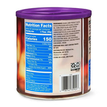 Nutrition Facts panel on hot cocoa mix canister: 150 calories per serving