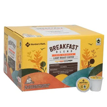 Coffee single-serve cup box labeled Breakfast Blend light roast, 100 cups