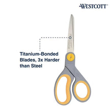 Westcott scissors with titanium-bonded blades, grey and yellow design