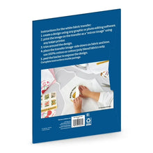 Inkjet printable fabric transfer paper back with instructions and usage diagram
