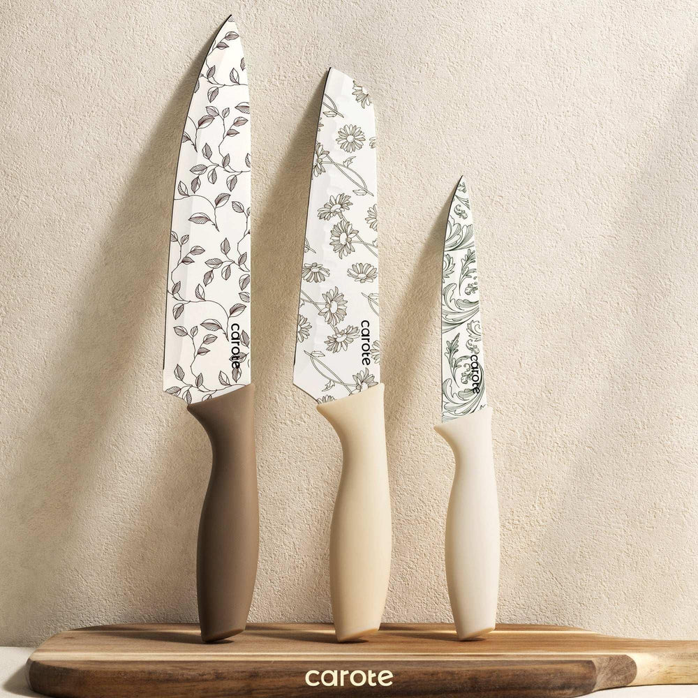 Carote 12Pcs Kitchen Knife Set with Blade Guards, White Granite Ceramic Knife, Stainless Steel - USA MEGA SHOP