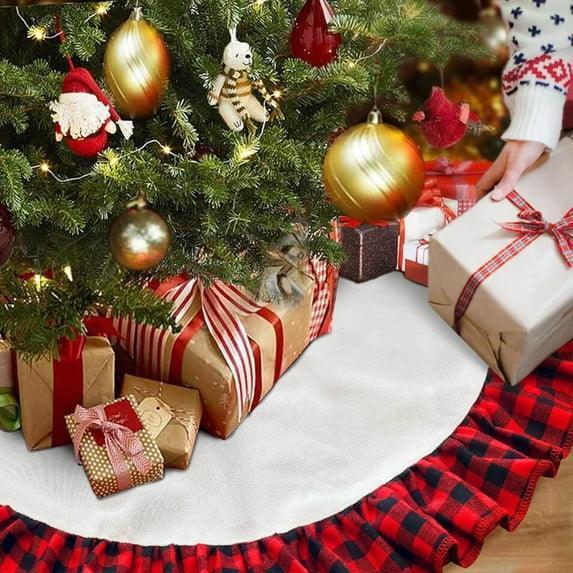 HadinEEon Christmas Tree Skirt, 48 inch, Indoor Christmas Tree Mat for Xmas Decoration (Red & White)