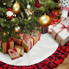 HadinEEon Christmas Tree Skirt, 48 inch, Indoor Christmas Tree Mat for Xmas Decoration (Red & White)