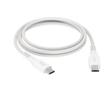 White braided USB-C to USB-C charging cable with USB-C and USB-C connectors