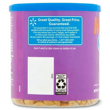 Mixed nuts tub with purple back label and blue lid