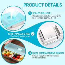 Dual-compartment stainless steel snack container with sealed air hole and removable lid