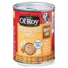 Ol' Roy wet dog food can with Chicken & Rice Dinner meaty loaf label