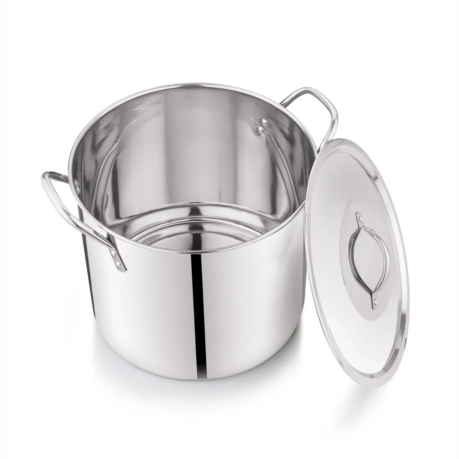 Mainstays 8-Qt Stainless Steel Stock Pot with Metal Lid, Ultra Durable, Stay-Cool Handles, Hand Wash Only