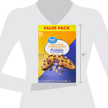 Peanut butter & dark chocolate protein bar value pack box, 15 bars shown