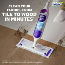 Swiffer Power Mop device with purple handle and white cleaning pad for floor cleaning
