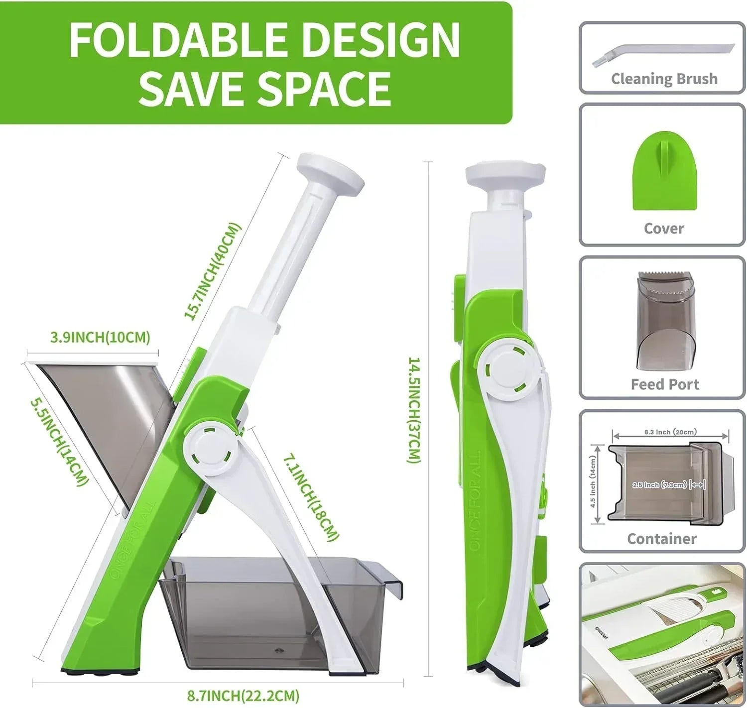 Mandoline Slicer for Vegetables Fruits, Adjustable Thickness Stainless Steel Food Cutter & Chopper, Safe and Quick Meal Preparation - USA MEGA SHOP