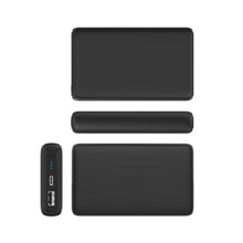 onn portable power bank, black with main unit and small side port module