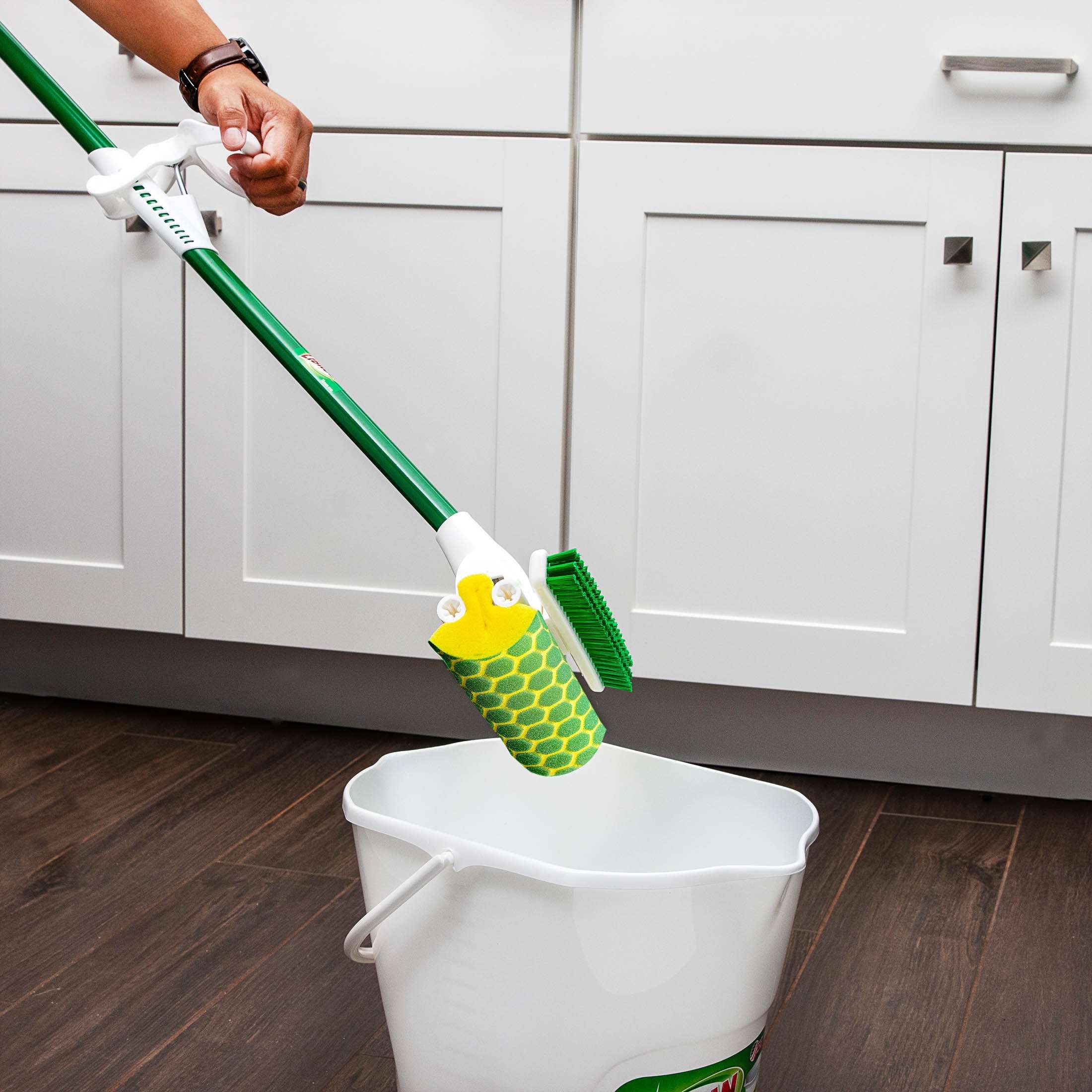 Libman Nitty Gritty Sponge Mop with Built-in Scrub Brush and Steel Handle