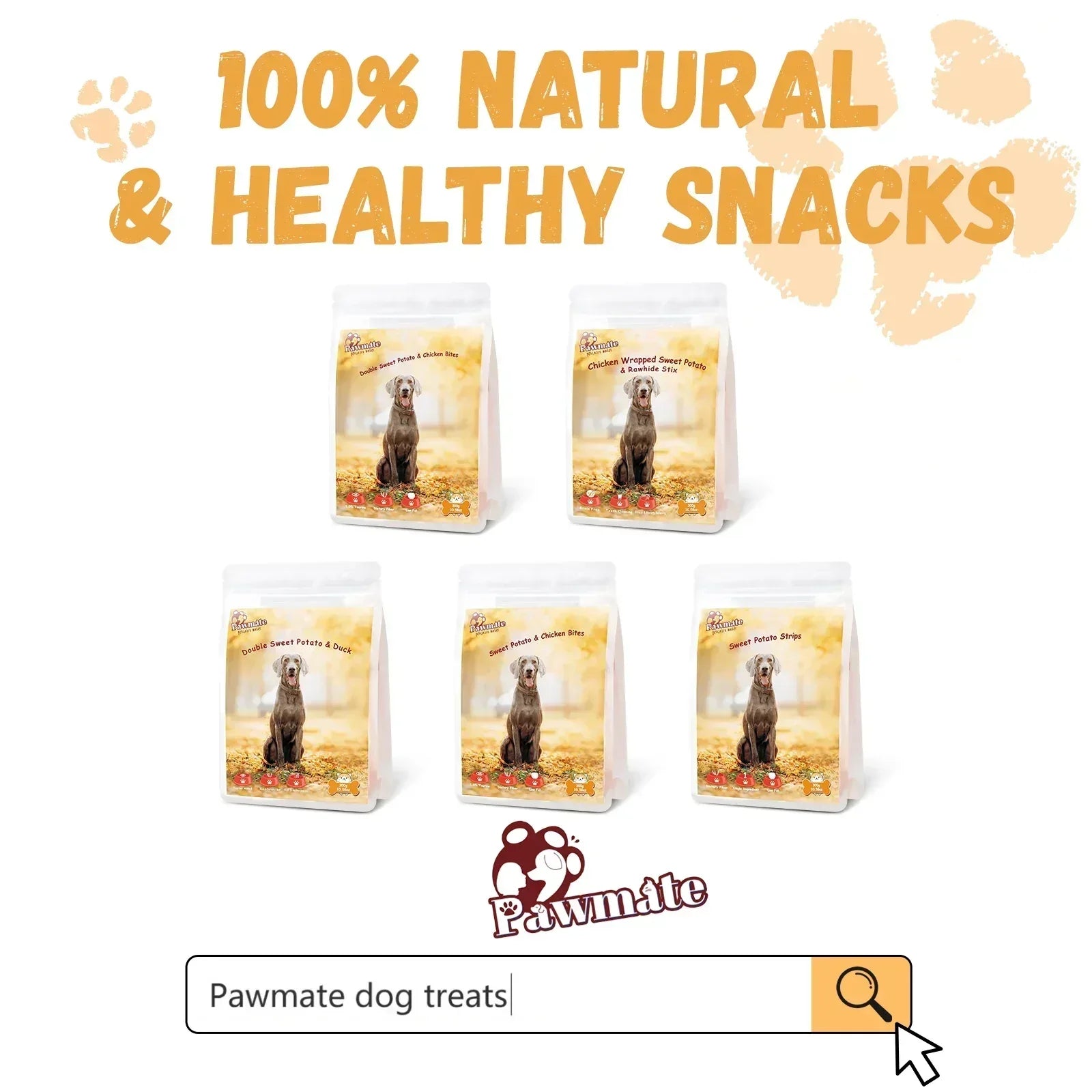 Pawmate Sweet Potato Dog Treats, Promote Digestion Soft Chews for All Dogs, 30 ct Packet - USA MEGA SHOP