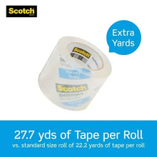 Clear tape roll with Scotch Shipping branding on white dispenser base