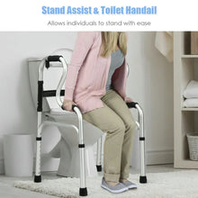 Medical mobility walker with arm supports and seat, silver frame and black rubber tips.