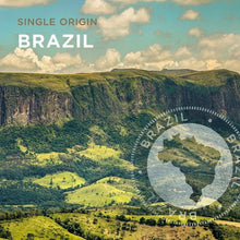 Single origin Brazil coffee origin graphic with Brazil map seal