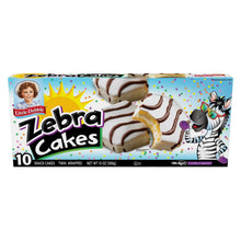 Little Debbie ZEBRA® cakes snack cake box showing 10 cakes and zebra cake design