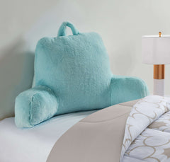 Mainstays Faux Fur Plush Backrest Pillow, Specialty Size, Aqua