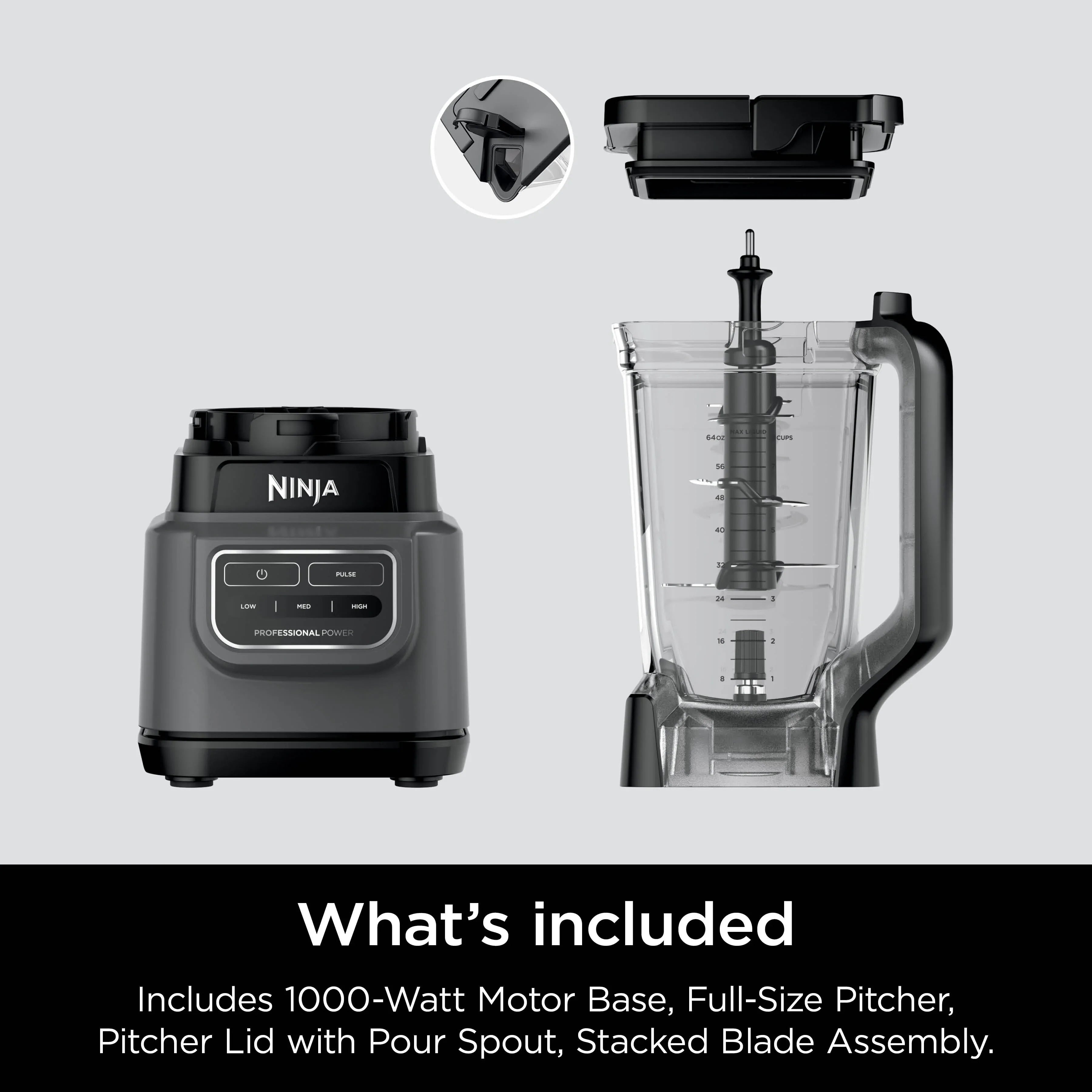 Ninja Classic Blender, 1000 Watts, 3 Speeds, Smoothies, 72 Oz. Pitcher, Total Crushing Blades, Dark Gray BE200 - USA MEGA SHOP