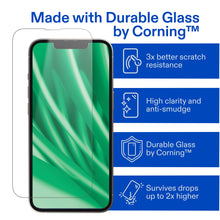 Durable glass screen protector by Corning for iPhone 17e/16e, front view