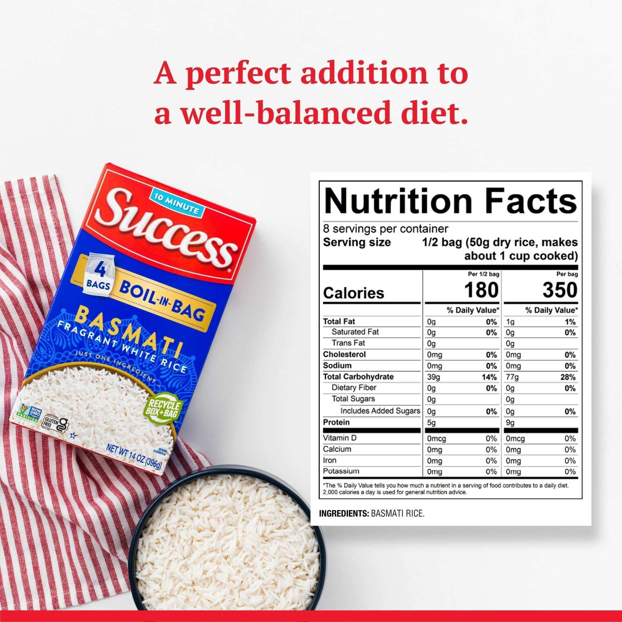 Success Boil-in-Bag Basmati Rice, Gluten Free, 14 oz Box