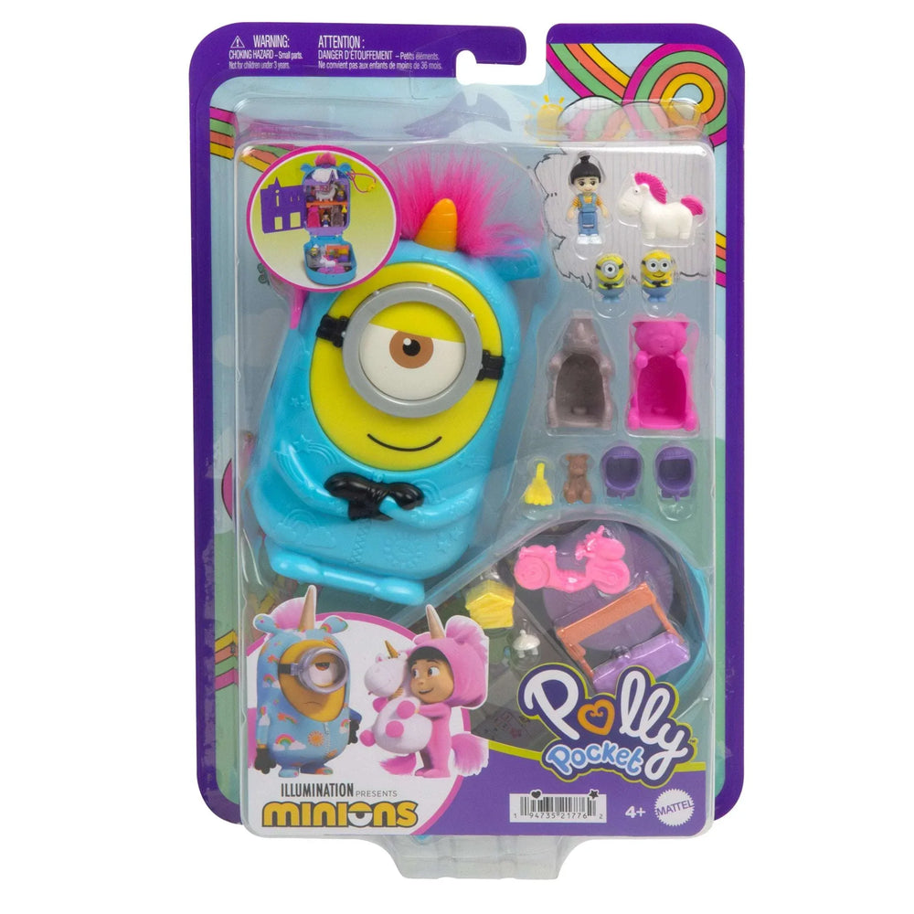 Polly Pocket Playset, Minions Compact with 9 Accessories, 1 Doll, 2 Minions and Unicorn Toy - USA MEGA SHOP