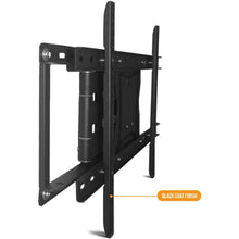 Full-motion wall TV mount bracket, black steel frame with mounting arms and plate