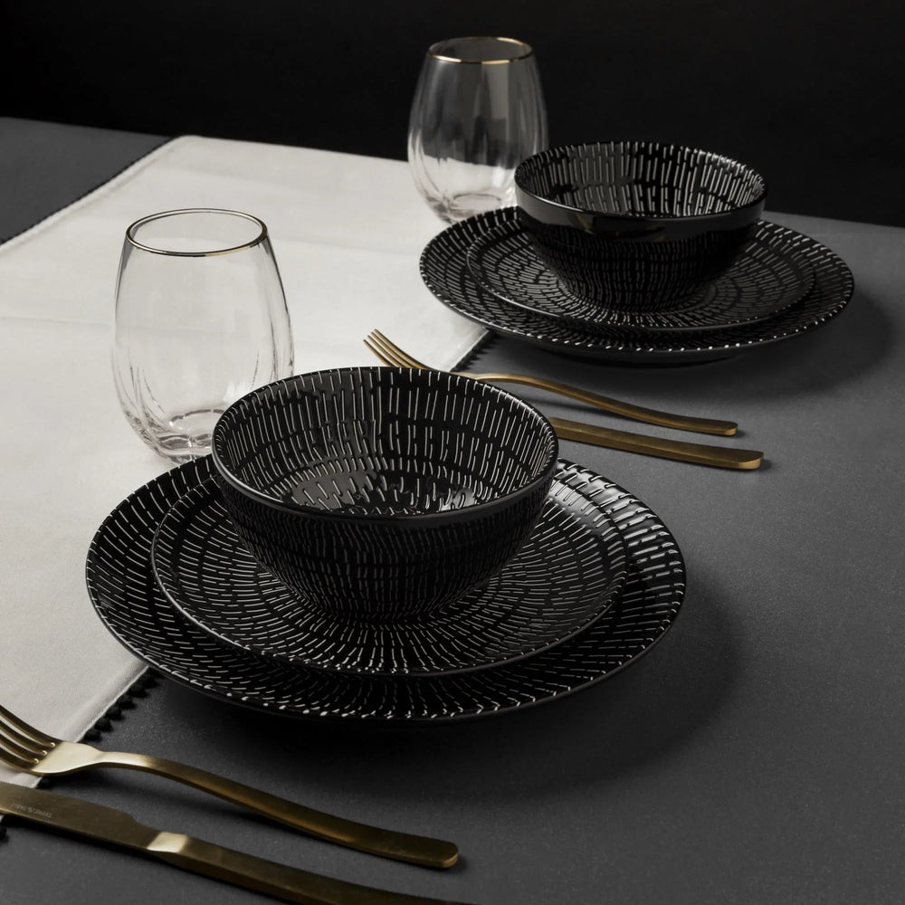 Thyme & Table Maddox 12-Piece Stoneware Dinnerware Set - USA MEGA SHOP