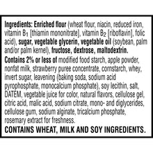 Ingredients list for strawberry pastry crisps with wheat, milk, and soy